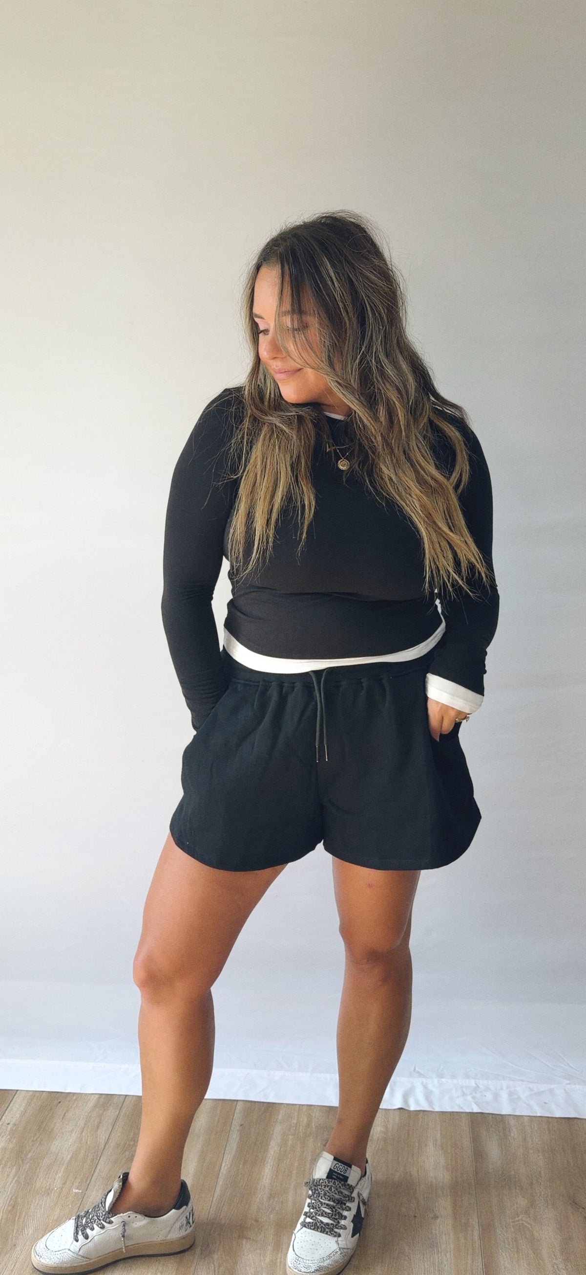 layered long sleeve - black