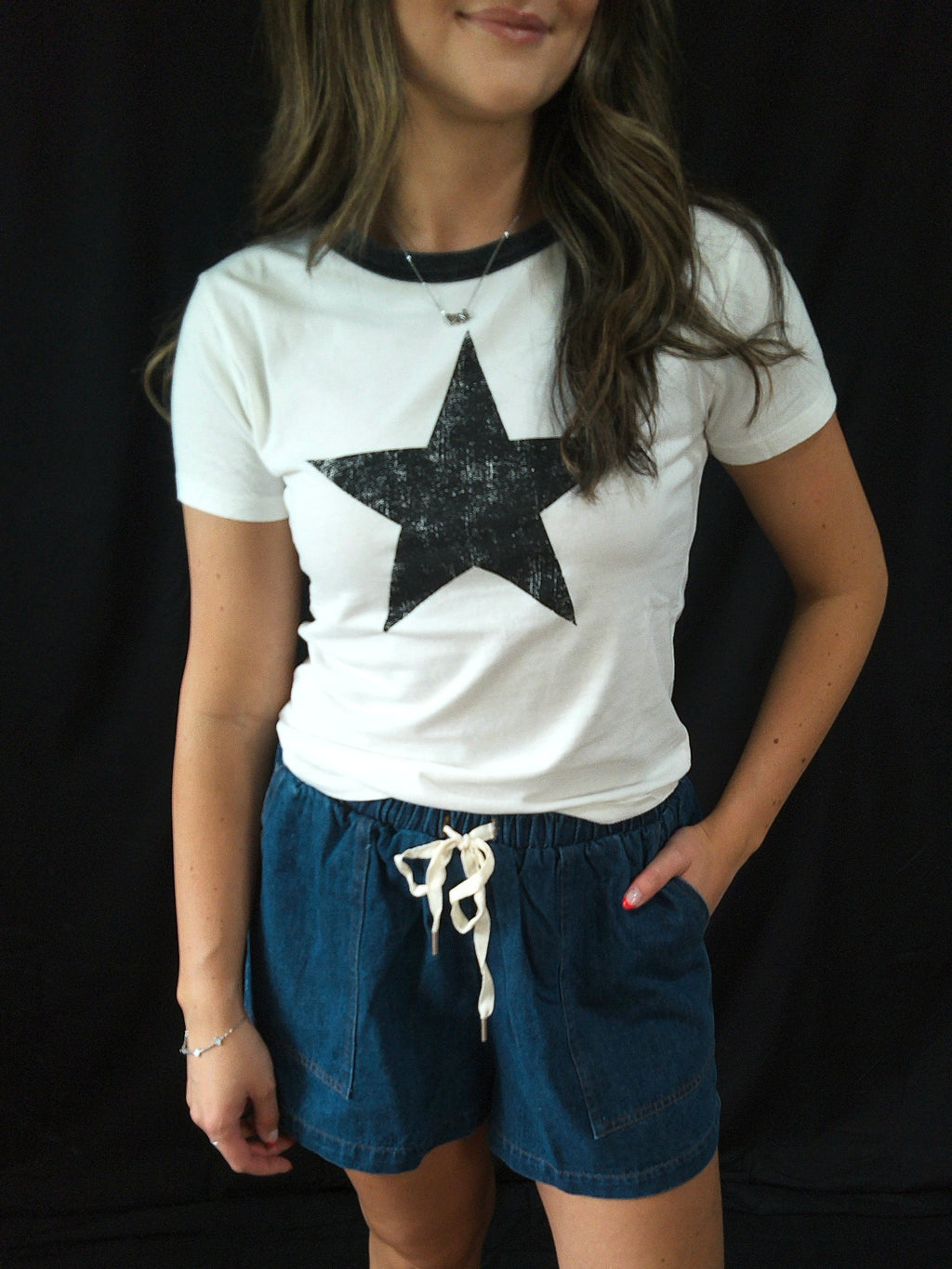 star baby tee - black