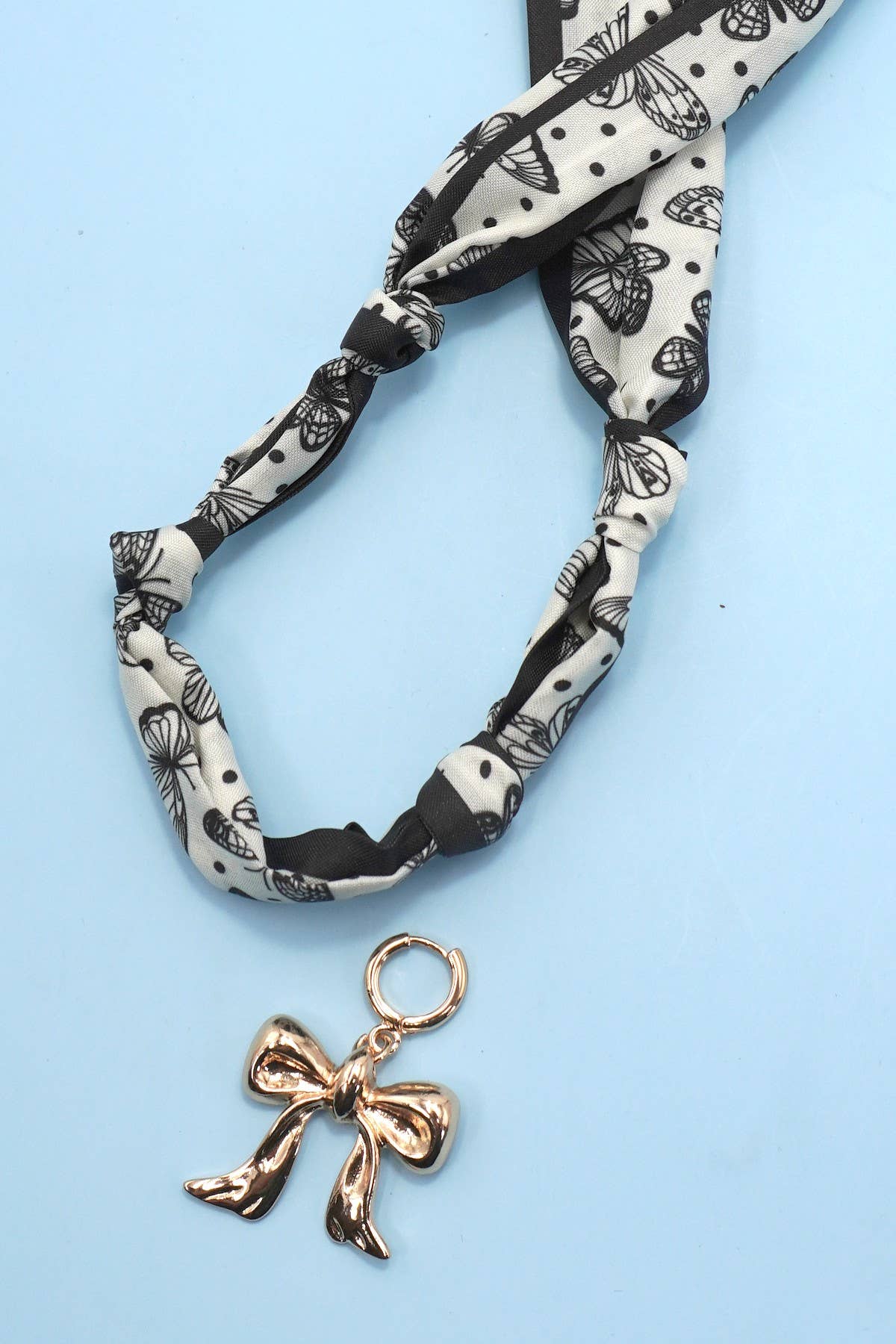 scarf necklace - black/mini bow