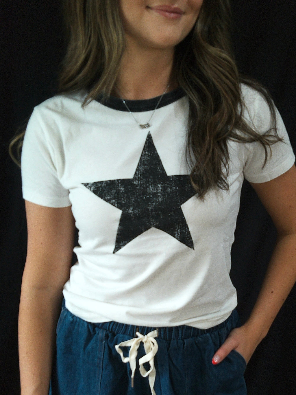 star baby tee - black