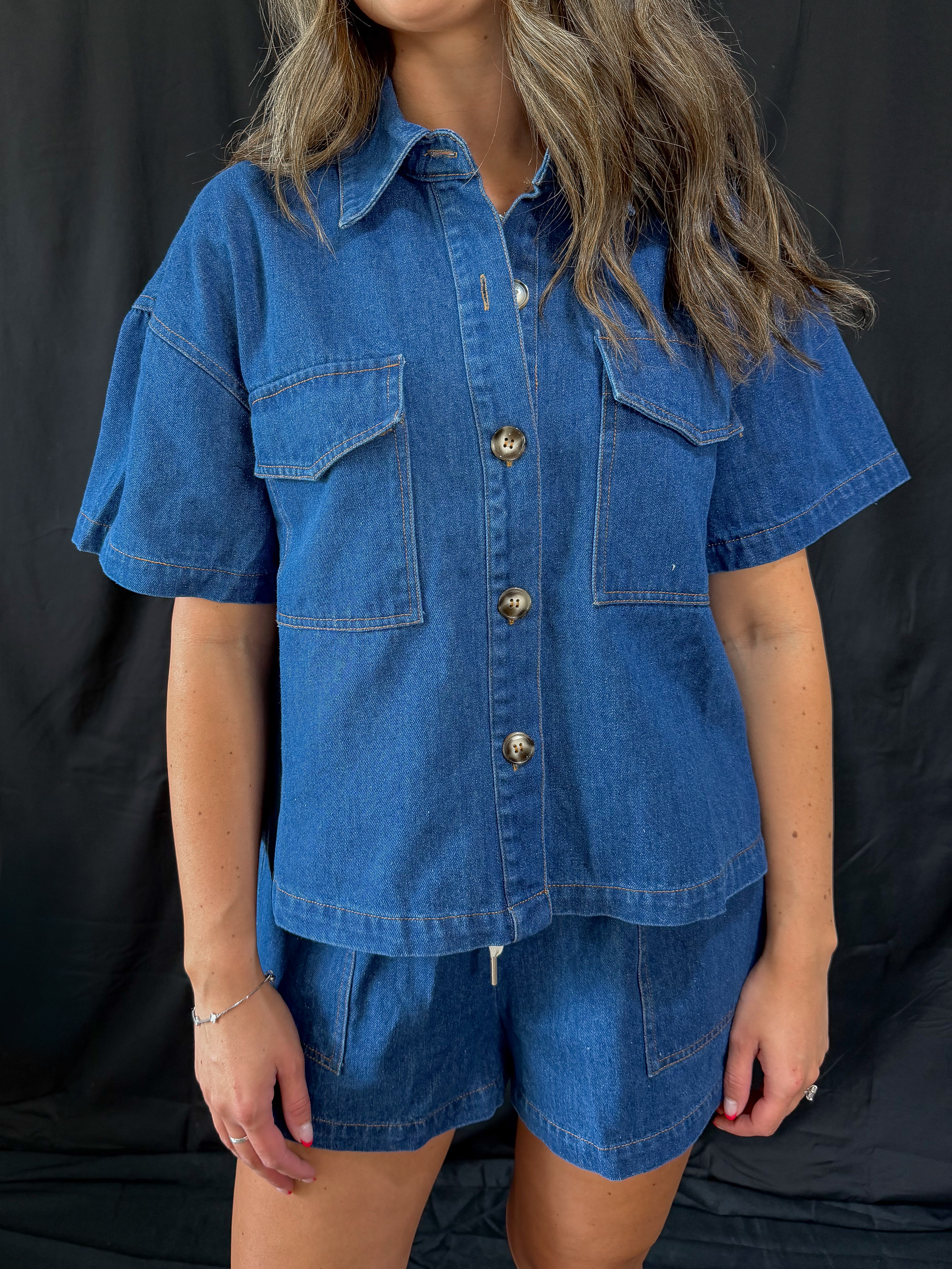 short sleeve denim set