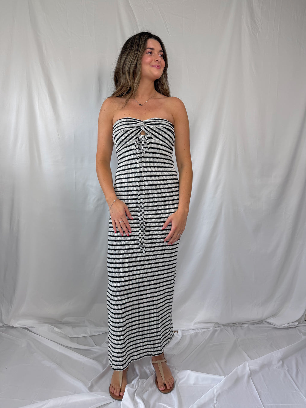strapless terry maxi dress