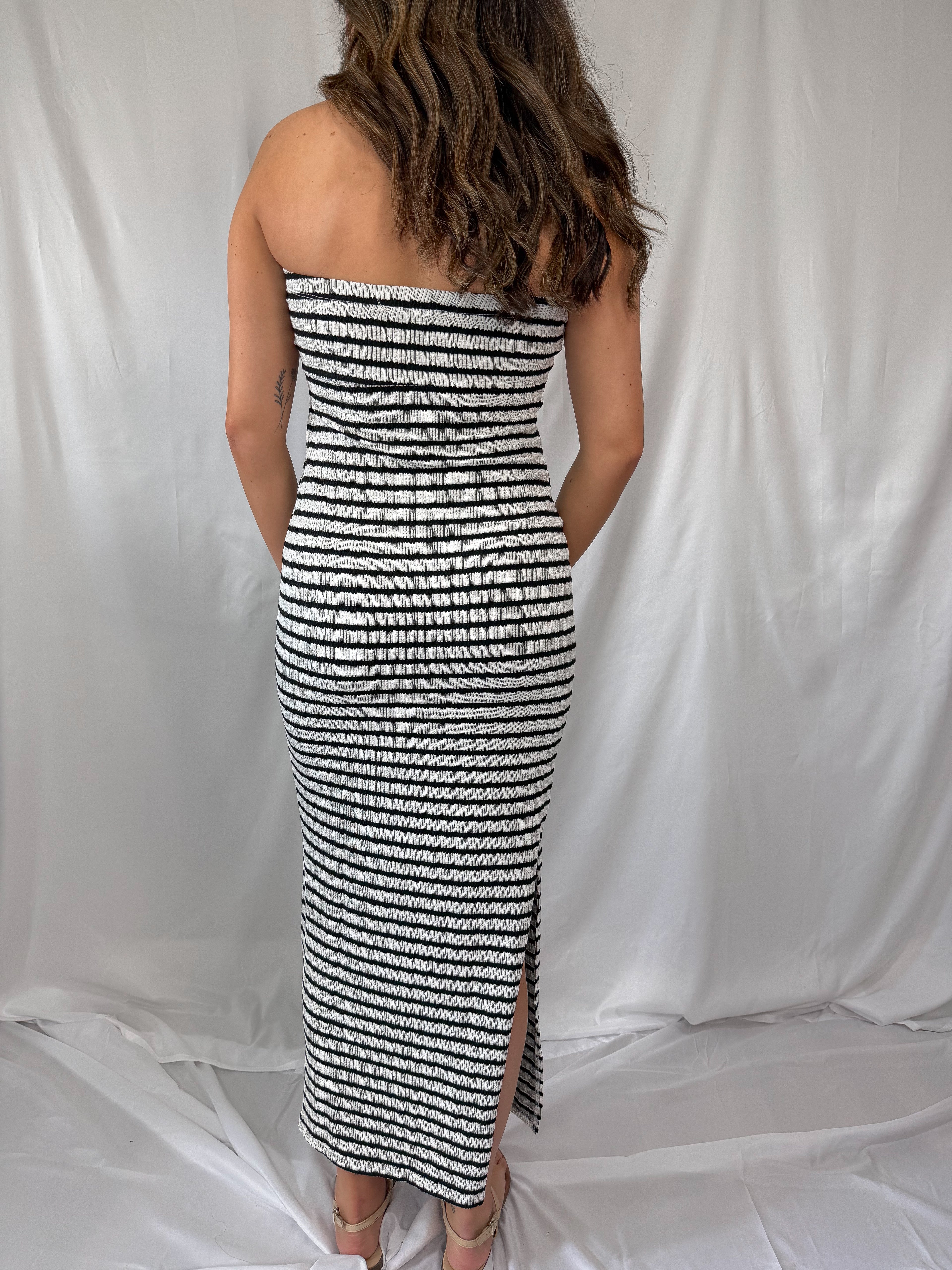 strapless terry maxi dress