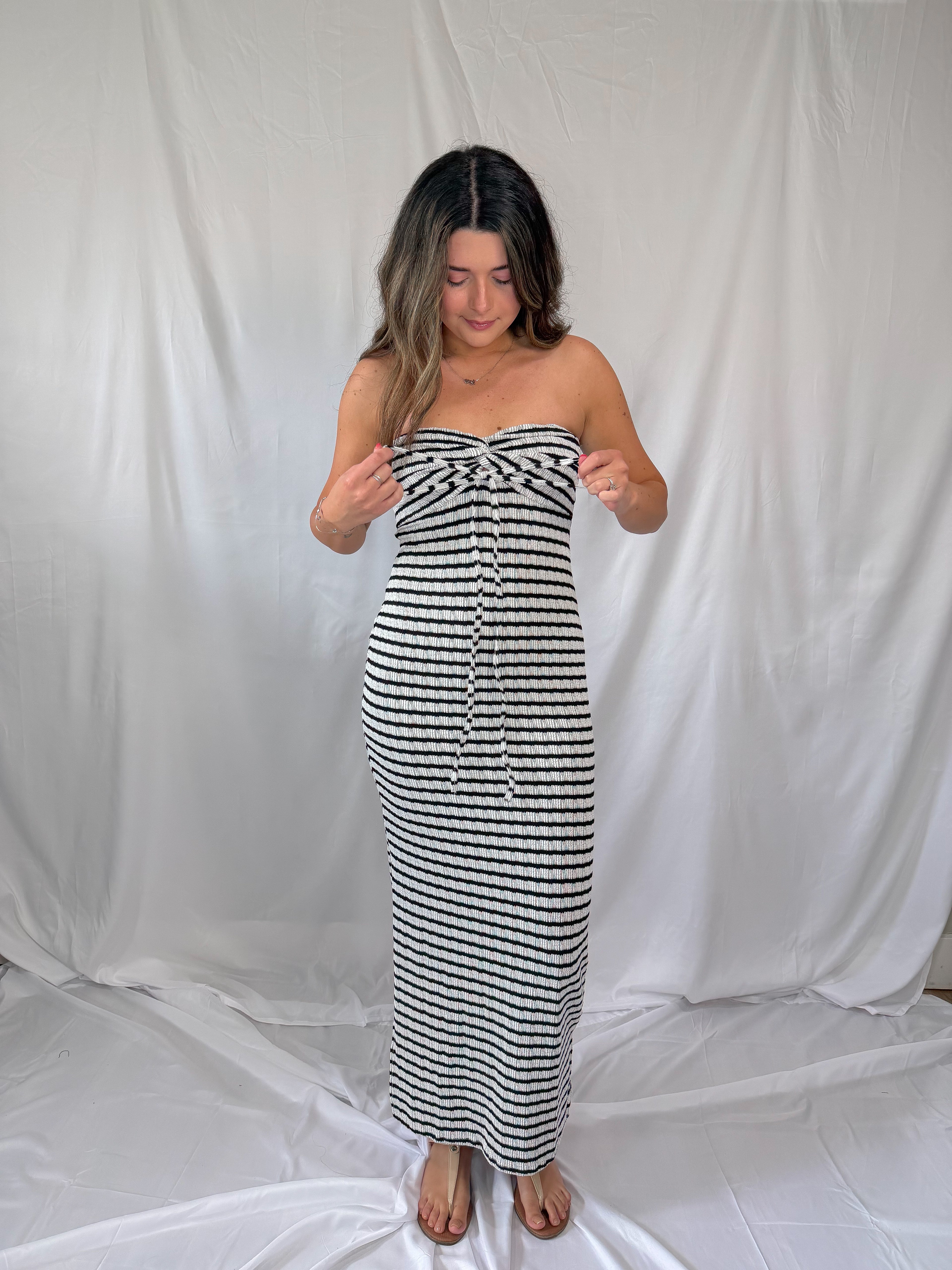 strapless terry maxi dress