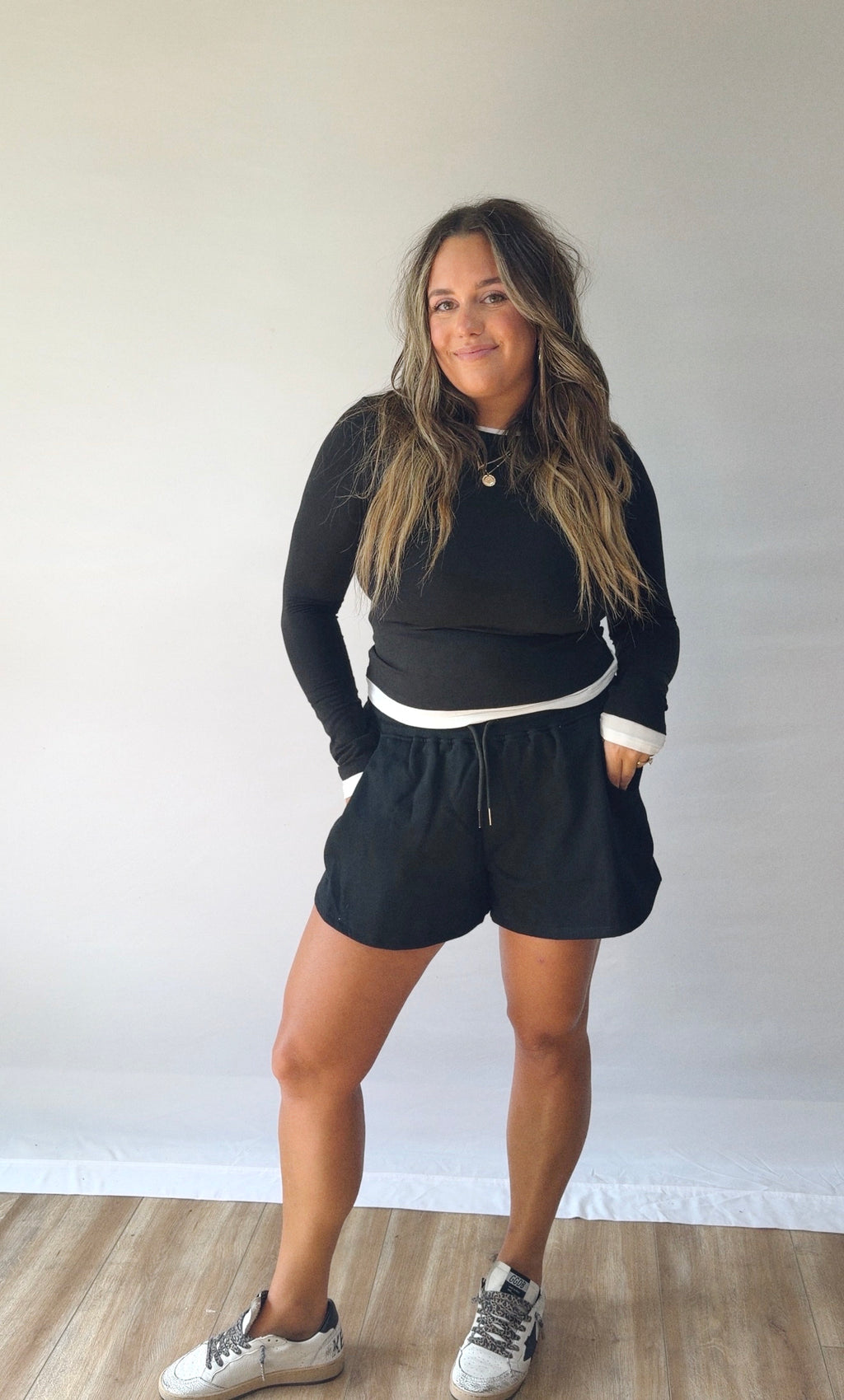 layered long sleeve - black