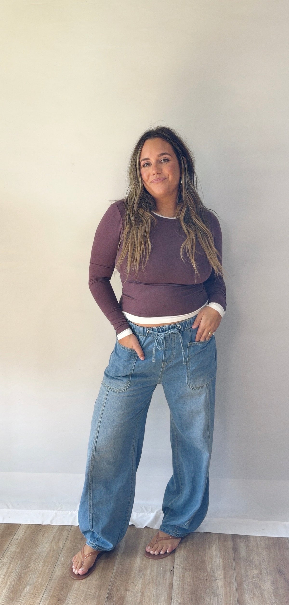 layered long sleeve - wine