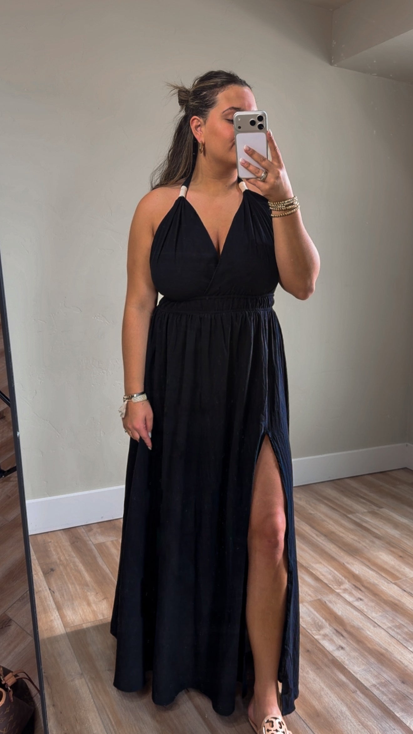 plunge neck maxi dress