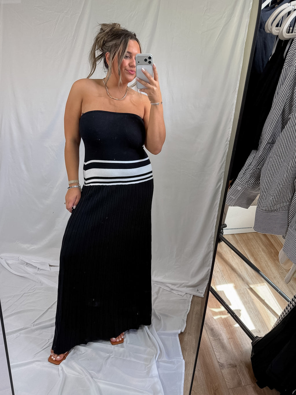 stripe dropwaist maxi dress