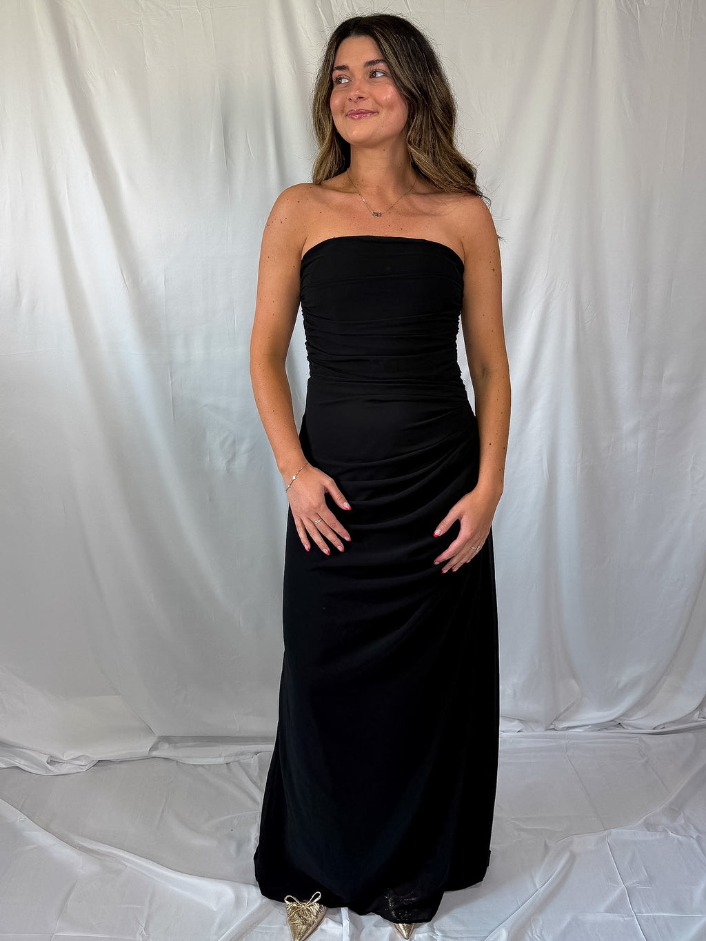 cinch waist maxi dress