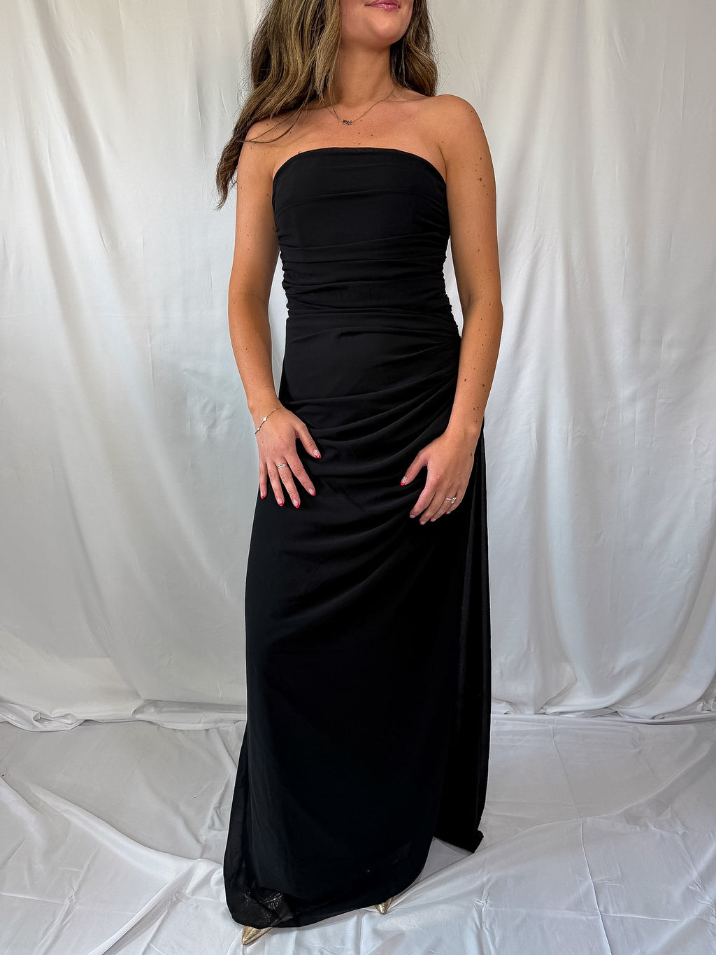 cinch waist maxi dress