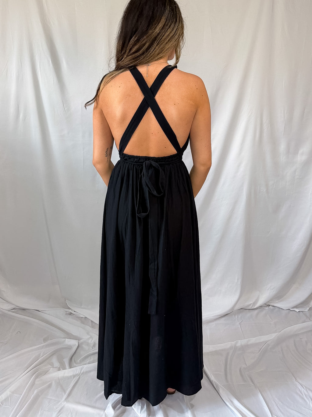 plunge neck maxi dress
