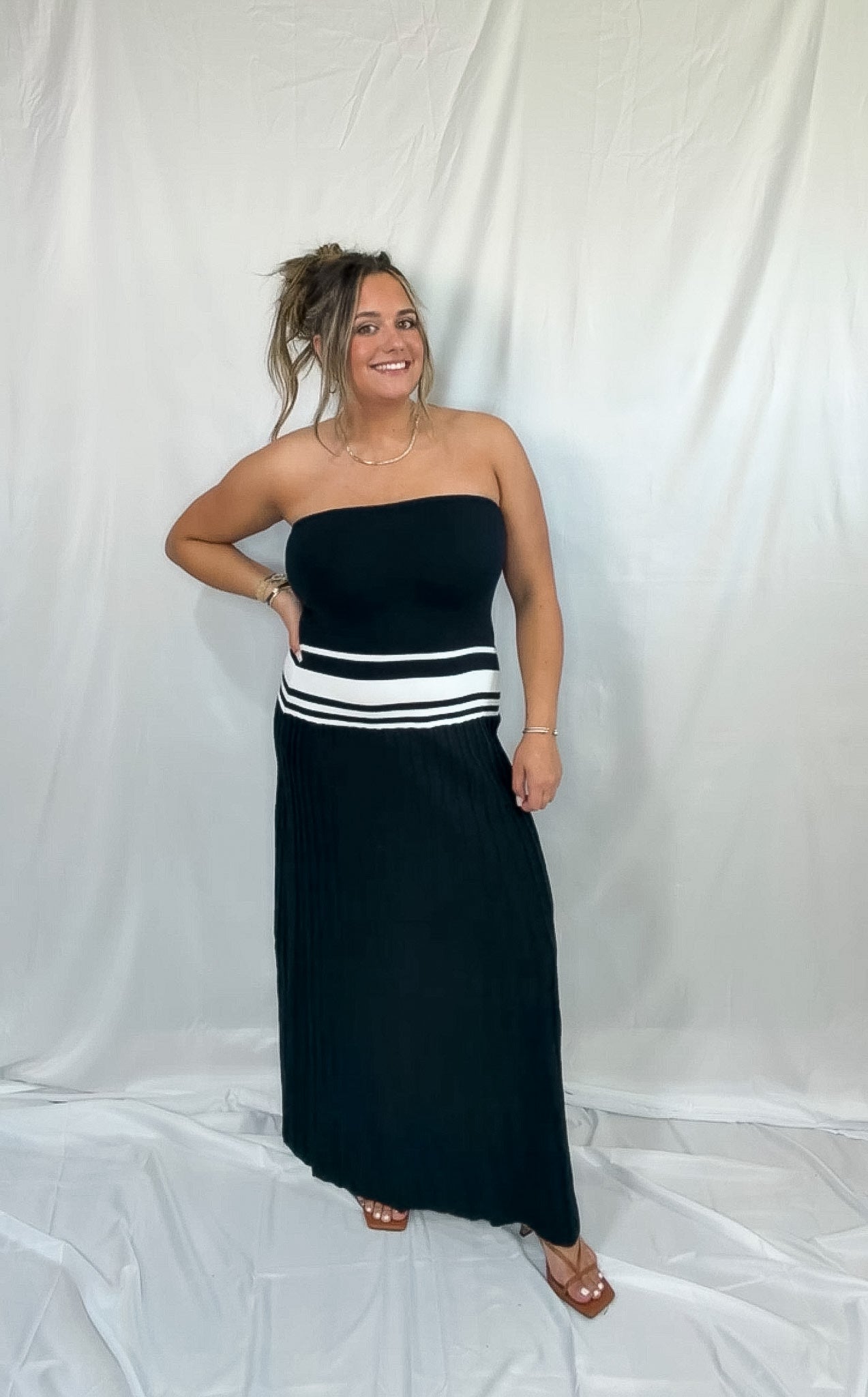 stripe dropwaist maxi dress
