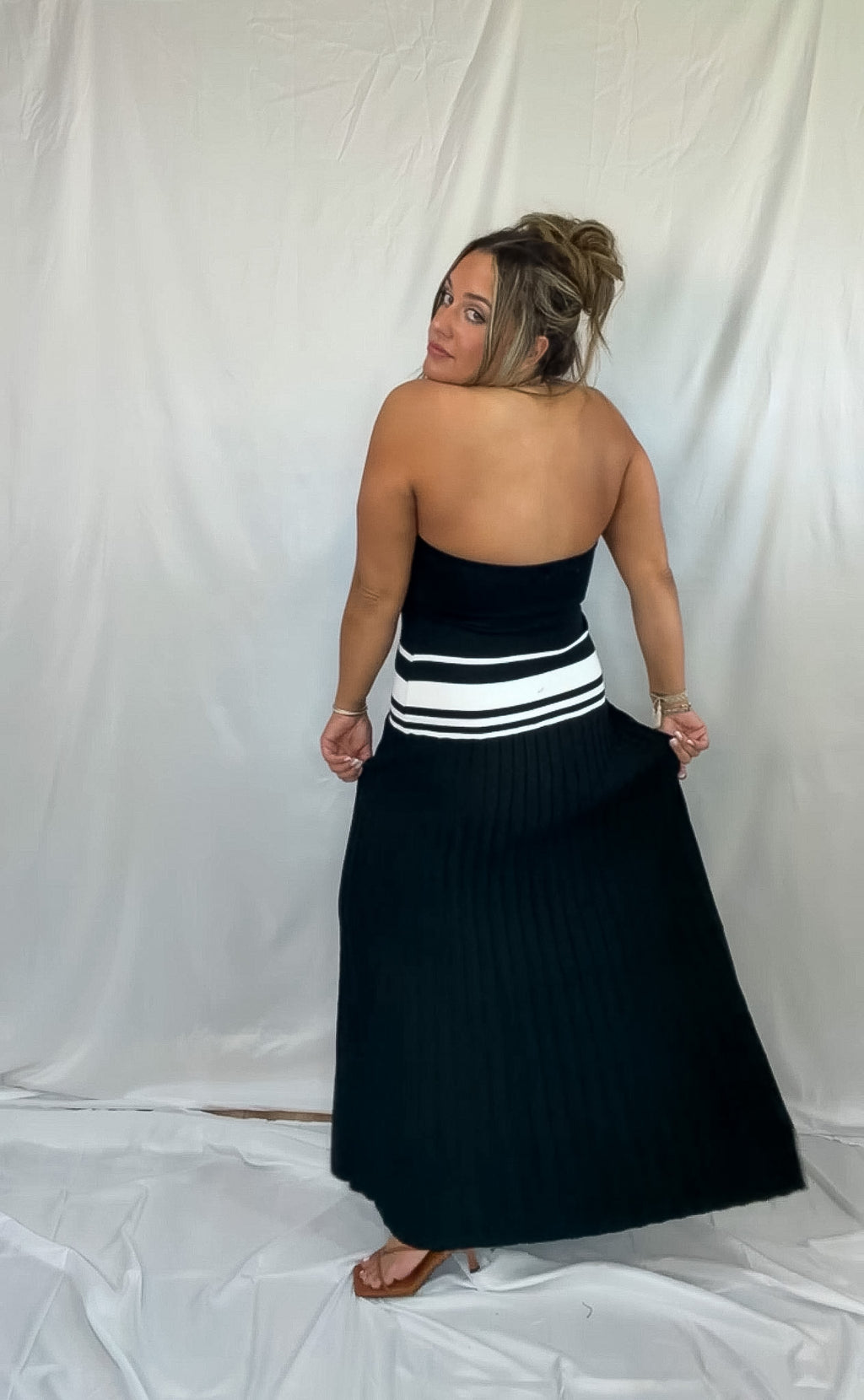 stripe dropwaist maxi dress