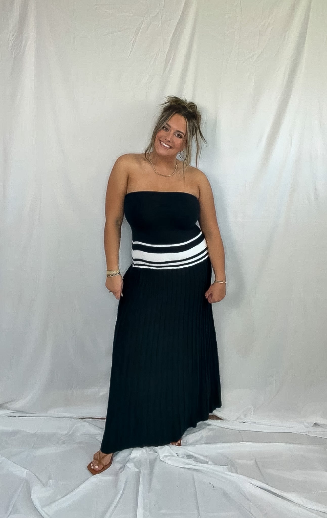 stripe dropwaist maxi dress