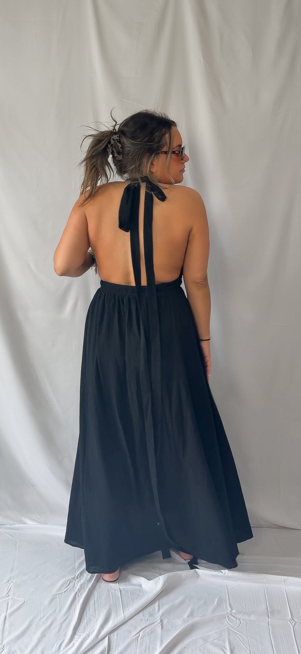 plunge neck maxi dress