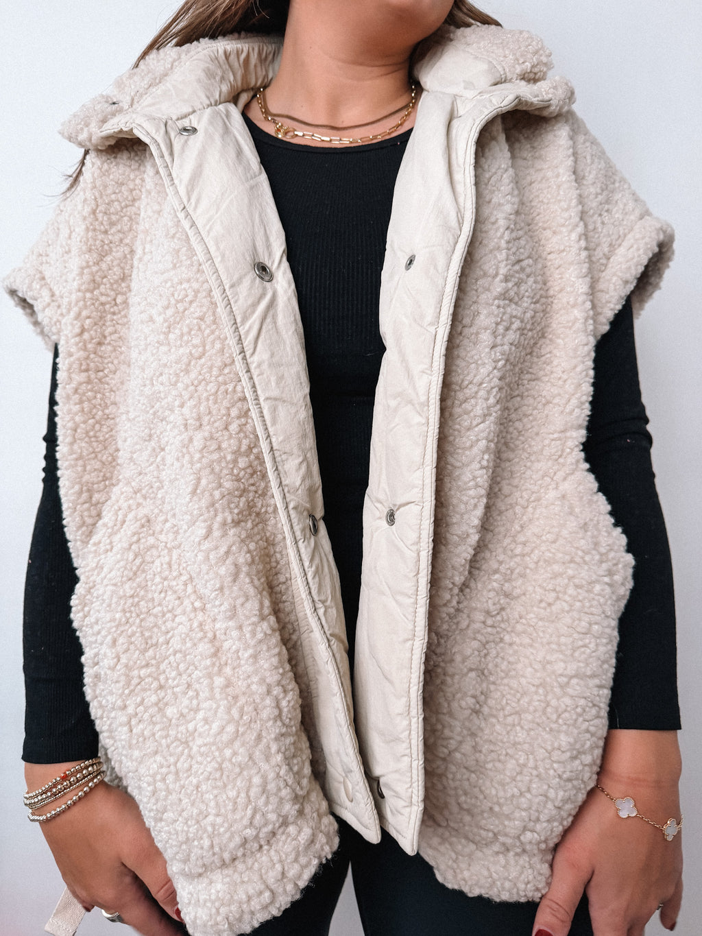 oversized sherpa vest