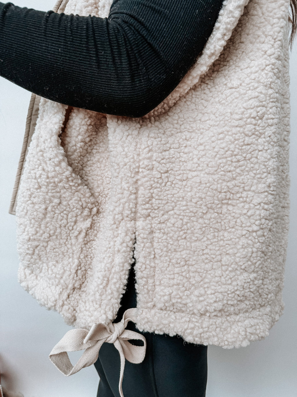 oversized sherpa vest