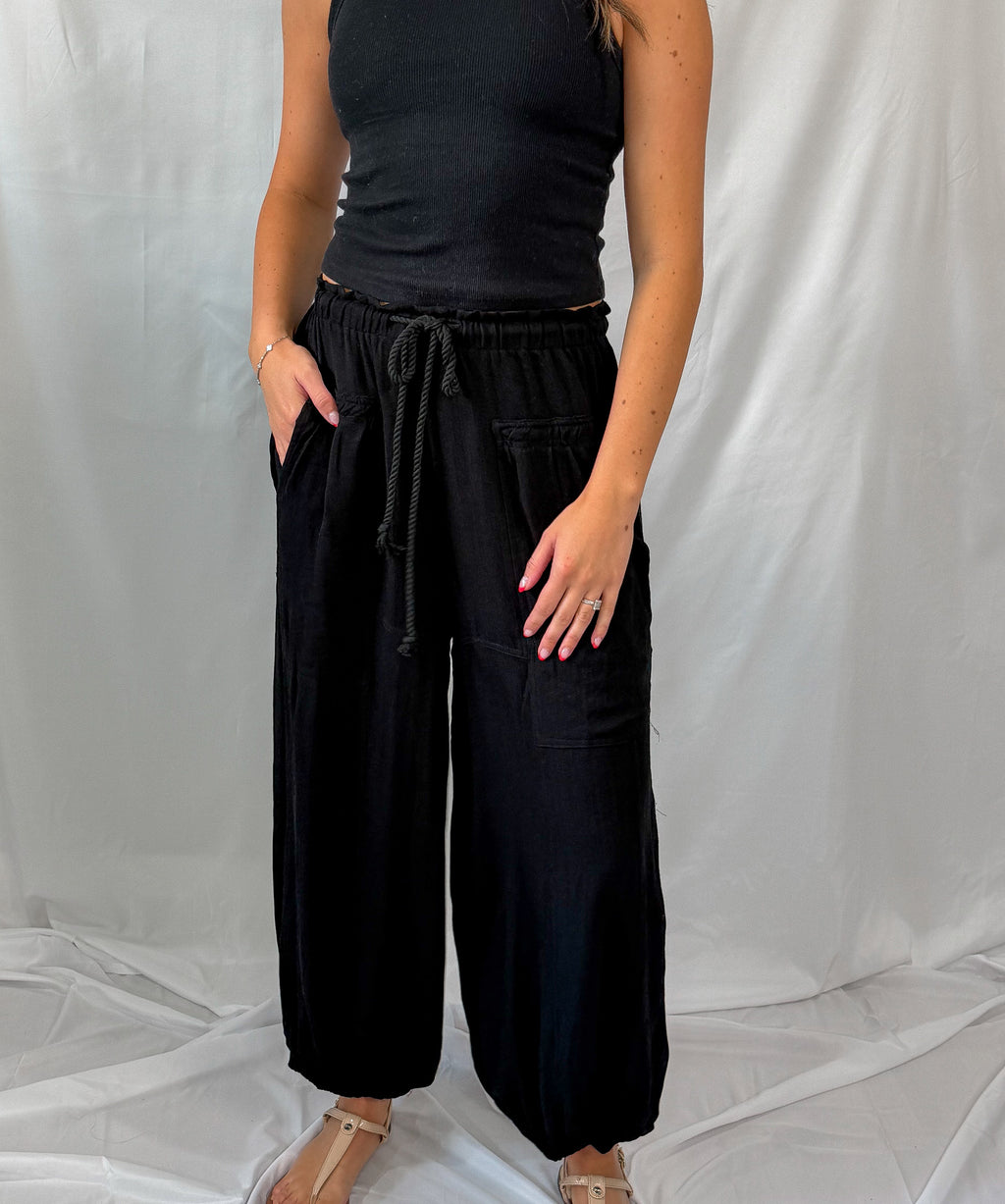 drawstring linen balloon pant