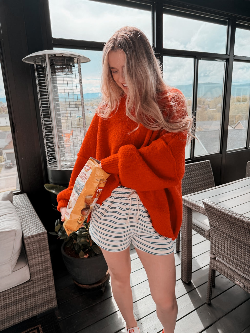 striped terry short
