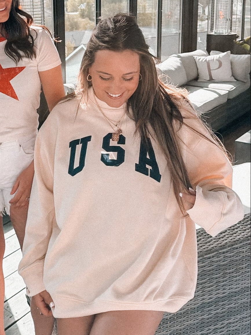usa pullover - white