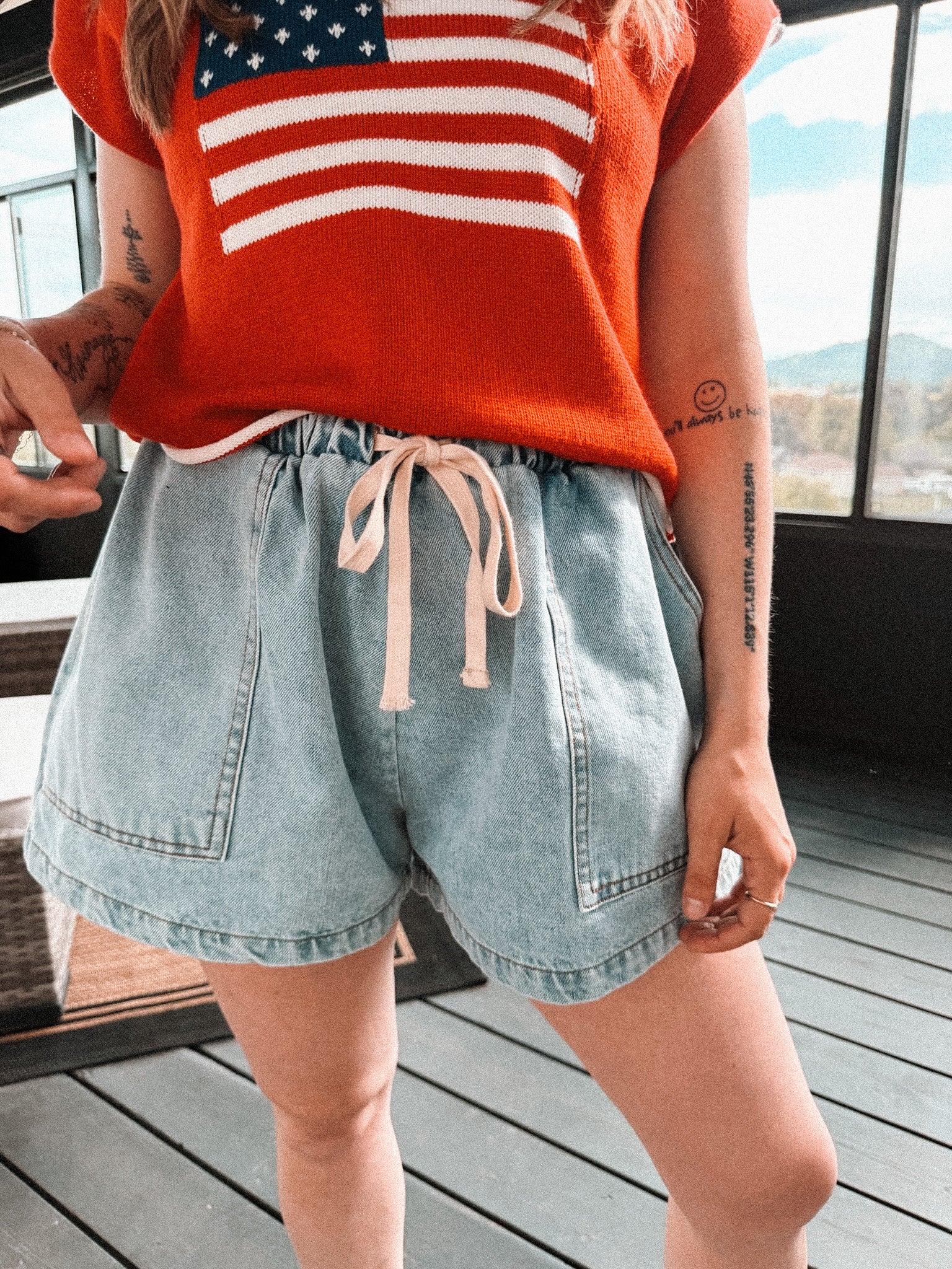 big sky elastic drawstring short