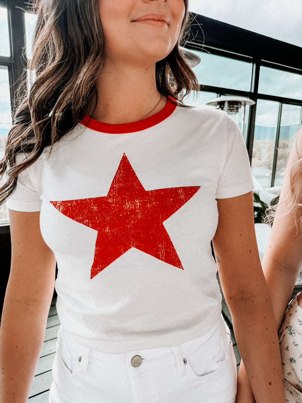 star baby tee - red