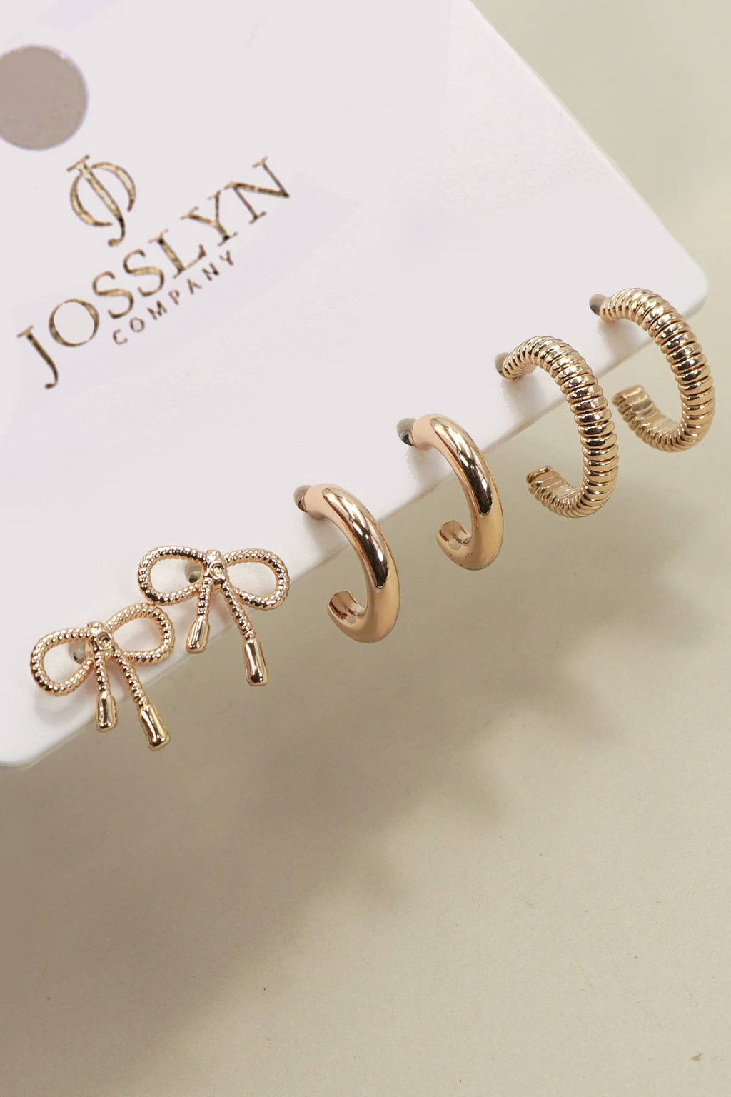 mini bow huggie hoop trio earring pack